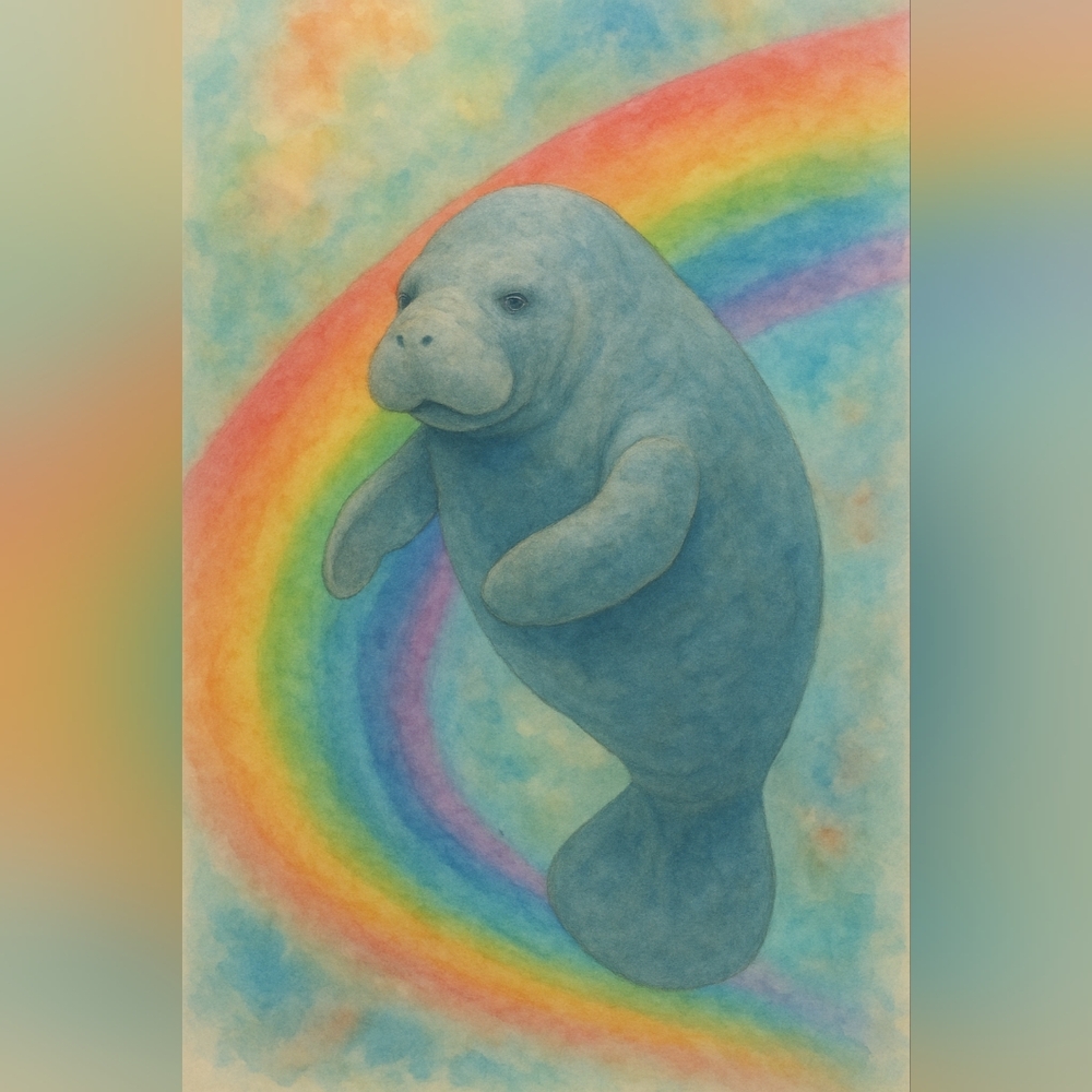 Rainbow Manatee Art Print